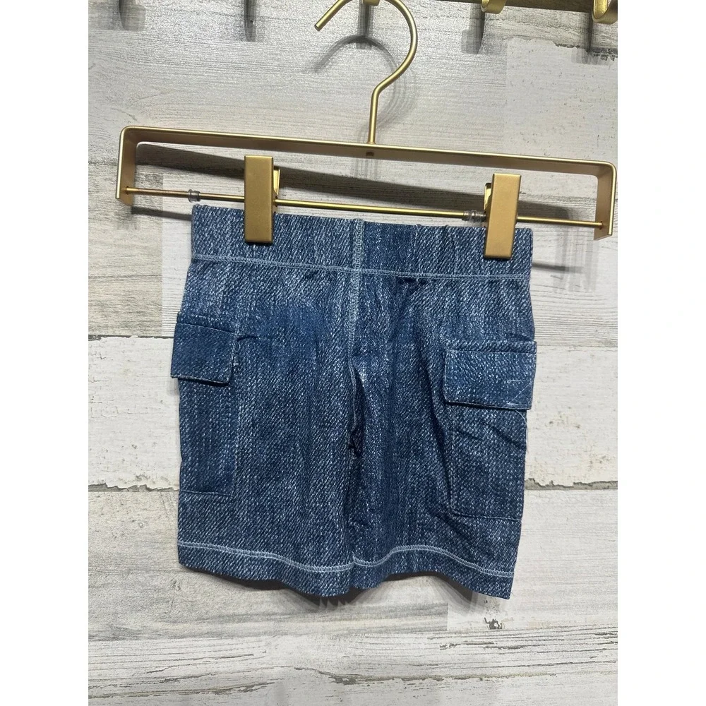 Kickee Pants Cargo Shorts Boys 18-24M Denim Print Bamboo Viscose NWT